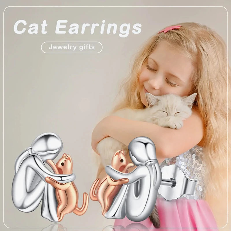 Cat Pendant Necklace & Earrings
