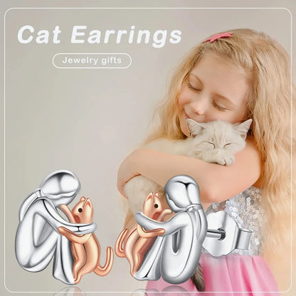 Cat Pendant Necklace & Earrings