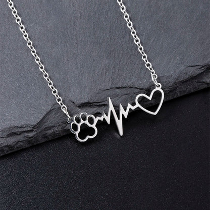 Heartbeat Dog Paw Necklace